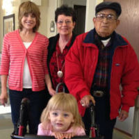 Bolivar Augusto Muentes Ehemann von Eva Muentes Palm mit Eva Muentes und Schwiegertochter Anne Eliszabeth Muentes und dem Enkelkind Maralyna Muentes