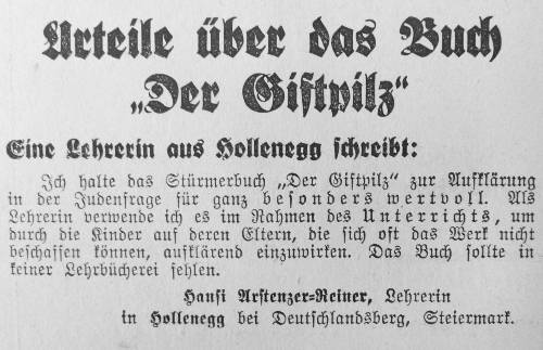 22 Lehrerin zum Giftpilz STÜRMER 1938 500