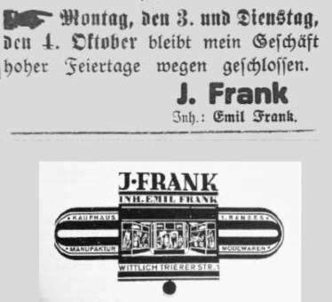 Ladenlogo Frank Geschäftsschließung 374