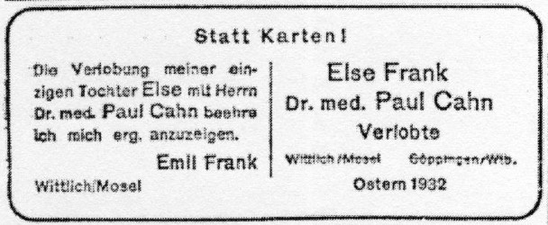 Verlobungsanzeige Frank Else 250