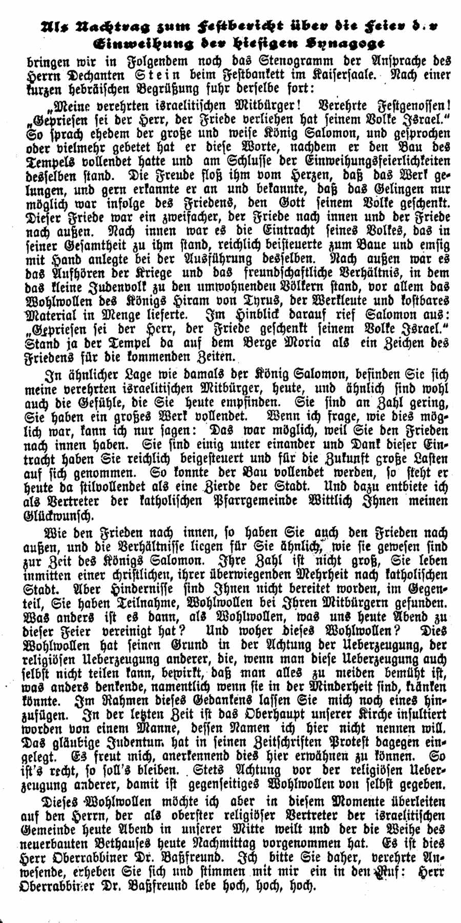 Dechant Stein zur Einweihung Synagoge WK 04121910 bearb 900